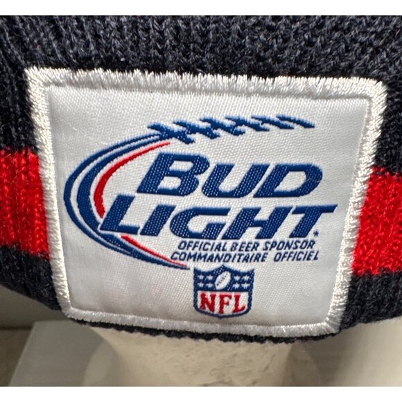 New England Patriots Knit Beanie W/ Red Pom Bud Light NFL Football Black Gray - Picture 6 of 8